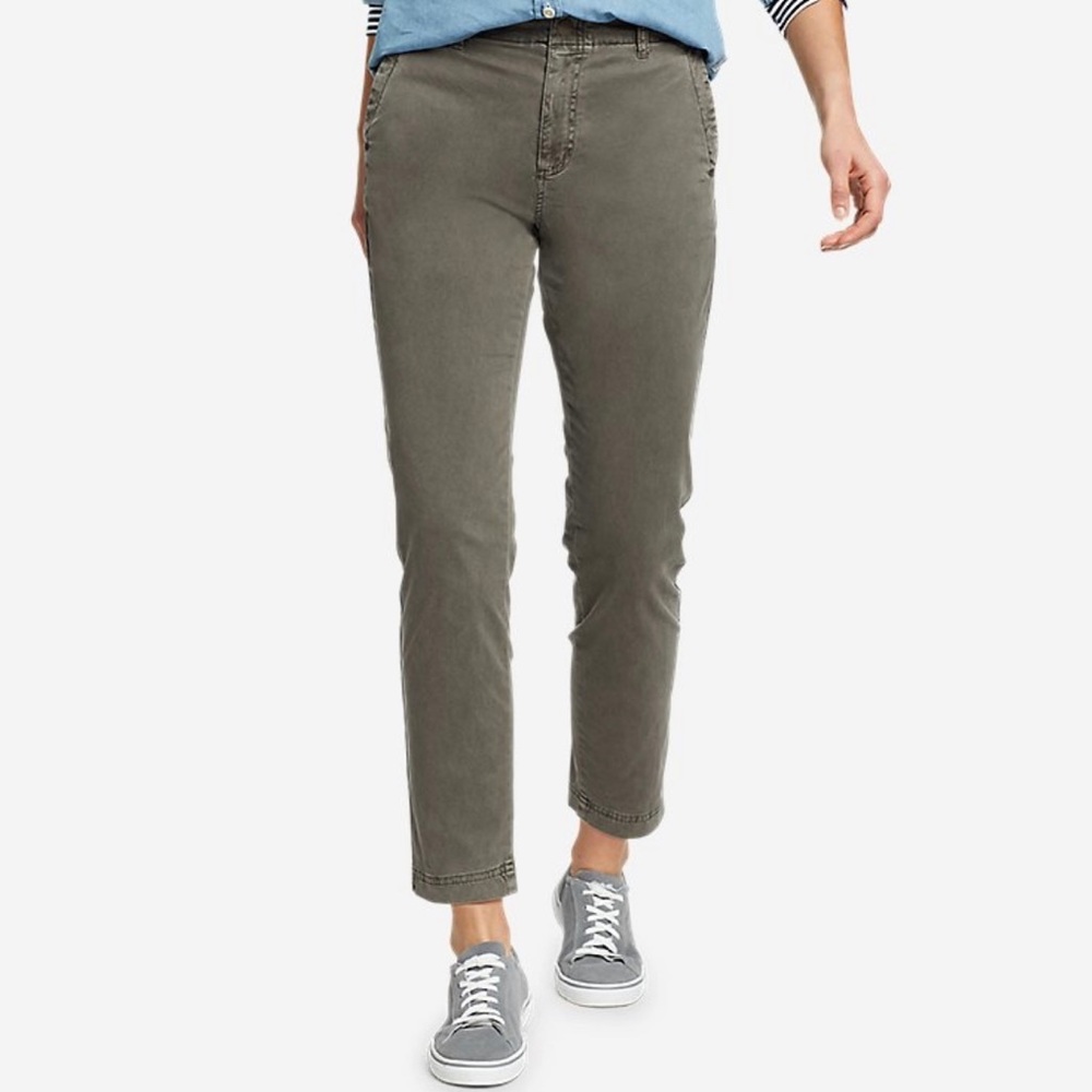 ☀️ 3/$25 Eddie Bauer River Rock Ankle Chino Pants Slate Green Size 16